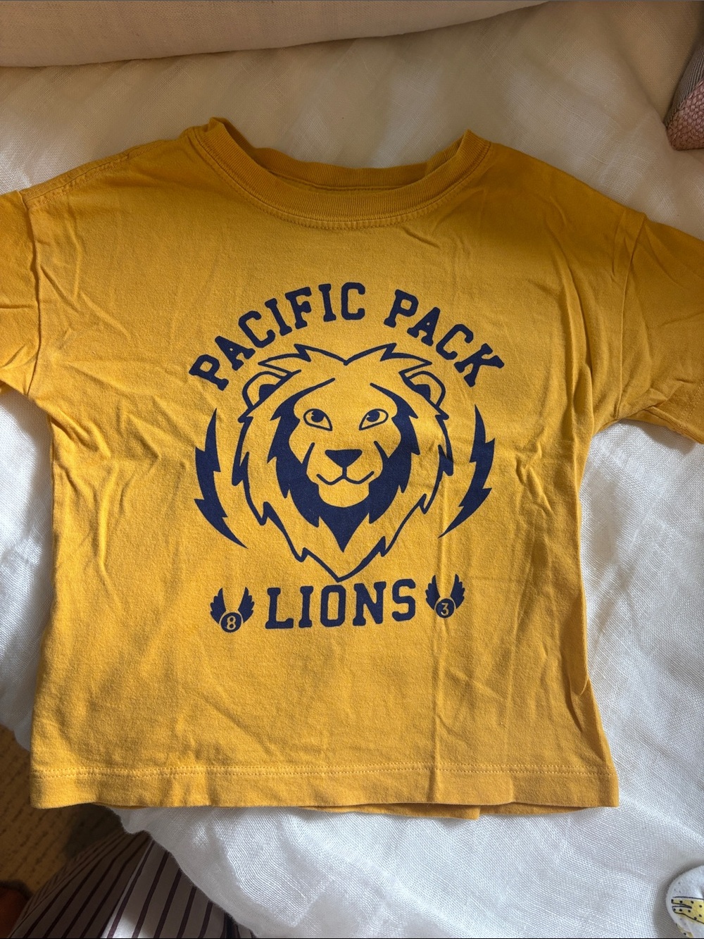 Hanna Andersson Yellow Tee with Navy Lion Graphic